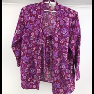 Brylane Plus Size 20W Multi Color Open Floral Blouse